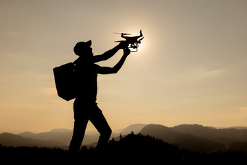 Fototapeta na wymiar Experienced drone user, media jobs