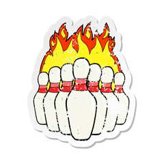 retro distressed sticker of a cartoon flaming skittles
