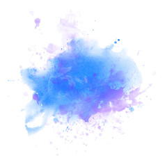 Light Blue watercolor splash backround isolated on white