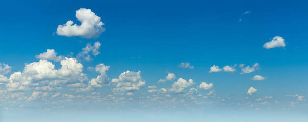 Fototapeta na wymiar Panoramic of real Blue sky and white light clouds