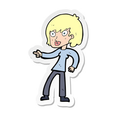 sticker of a cartoon woman pointing