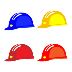 Vector illustration set of four hard hats