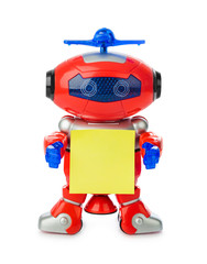 Toy robot with blank paper