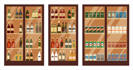 Shop of alcohol. Shelves