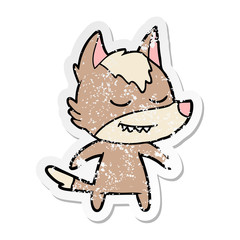 Obraz na płótnie Canvas distressed sticker of a friendly cartoon wolf