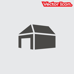 warehouse icon isolated sign symbol and flat style for app, web and digital design. Vector illustration.