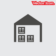 warehouse icon isolated sign symbol and flat style for app, web and digital design. Vector illustration.