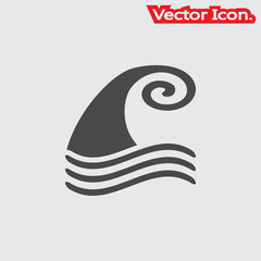 Wave icon isolated sign symbol and flat style for app, web and digital design. Vector illustration.