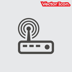 Wifi router icon isolated sign symbol and flat style for app, web and digital design. Vector illustration.