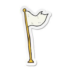 sticker of a cartoon flag on pole