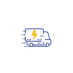 electric van, delivery truck vector icon