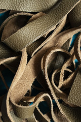 sliced ​​leather strips - background and texture