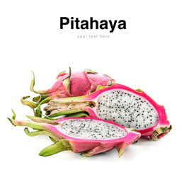 Tasty dragon fruit on white background