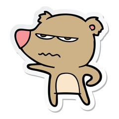 sticker of a annoyed bear cartoon