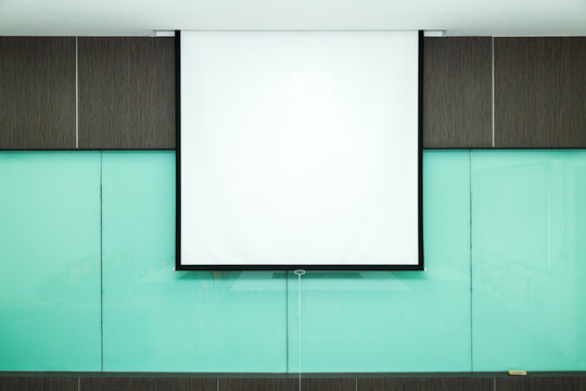 white screen in empty class room or seminar room