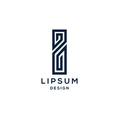 creative letter I mono line logo design