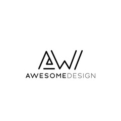  Initial A W logo Design Template Vector