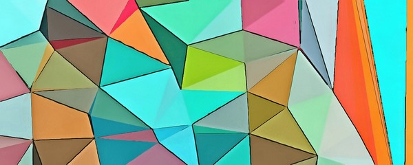 Geometric artistic triangularis background. Multicolor warm and bright polygonal texture drawing on paper. Chaotic mesh geometry. 