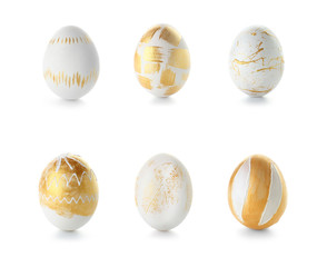 Beautiful Easter eggs on white background