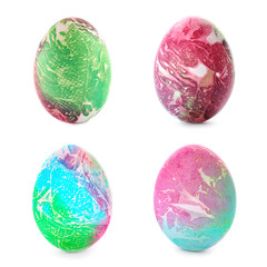 Beautiful Easter eggs on white background