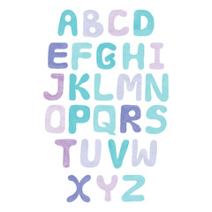 Pastel colors vector Alphabet nursery isolated on the white background