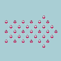 Internet design concept. teamwork. Isolated on blue background.