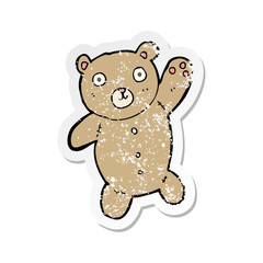 retro distressed sticker of a cartoon cute teddy bear
