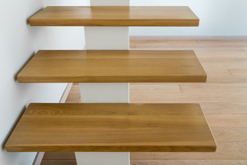 Wooden stair steps.
