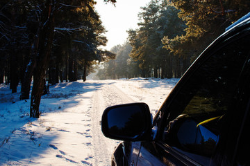 car on winter road