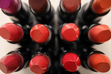 Set of different lipsticks, closeup