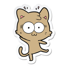 sticker of a cartoon surprised cat