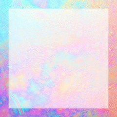 Abstract colorful rainbow iridescent pearlescent texture background with light copy space area