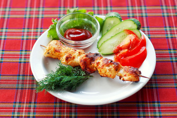Chicken kebab with vegetables