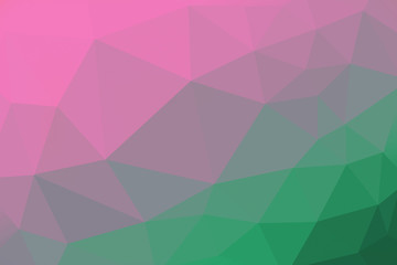 pink and green coloured gradient triangle background, abstract polygon pattern - illustration