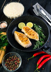 chicken fillet in a pan for diet food
