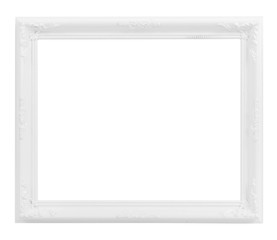 Obraz premium Vintage White Wood Frame ISOLATED on White Background.