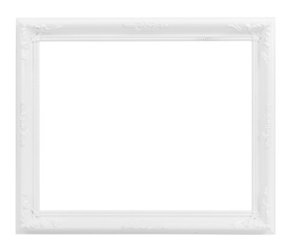 Vintage White Wood Frame ISOLATED on White Background.