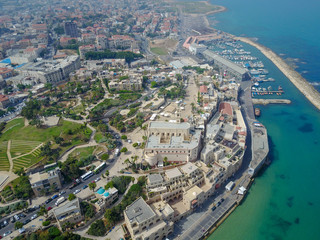 Obraz premium Old Jaffa port, Tel Aviv, Israel. Aerial view