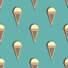 ice cream cone seamless pattern.  color vector illustration
