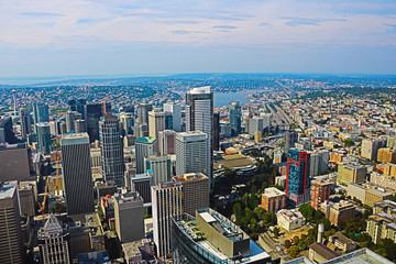 Seattle, USA, August 31, 2018: View of downtown Seattle skyline in Seattle Washington.