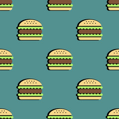 hamburger seamless pattern. colorful vector illustration