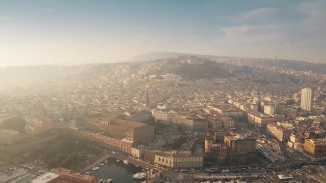 Aerial view of the cityscape of Naples, Italy