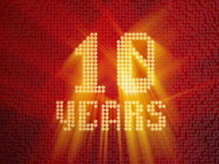 Golden number ten years. 3D render