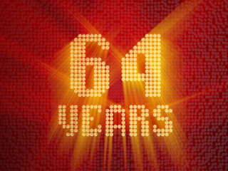 Golden number sixty-four years. 3D render