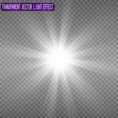 White beautiful light explodes with a transparent explosion. Vector, bright illustration for perfect effect with sparkles. Bright Star. Transparent shine of the gloss gradient, bright flash