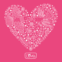 Save the date. Cute vector with flowers and hearts. Love postcard.