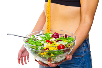 woman in diet with salad bowl