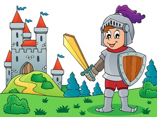 Knight and castle theme image