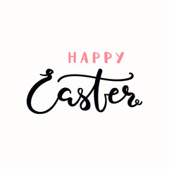 Hand written calligraphic lettering quote Happy Easter. Isolated objects on white background. Hand drawn vector illustration. Design concept, element for card, banner, invitation.