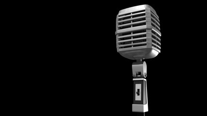 Retro microphone on black background,picture have clipping path